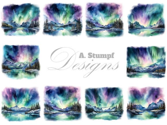 Aurora Landscape Northern Lights Art Set