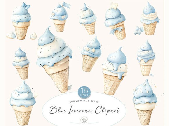 Blue Ice Cream Clipart: A Cool Resource for Summer Designs and Sweet Projects