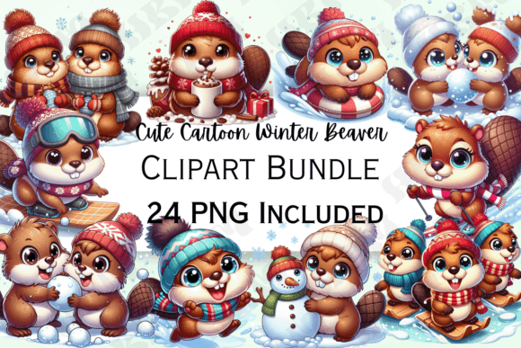 Cute Cartoon Winter Beaver Clipart