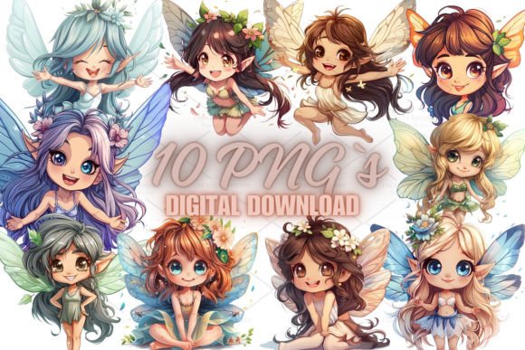 Cute Fairy Girl Clipart PNG 5S-35 Guide