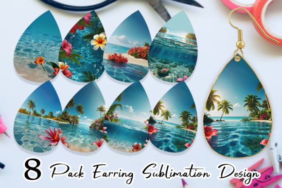 Earring Tropical Beach: Elevating Sublimation Crafts with Teardrop Designs