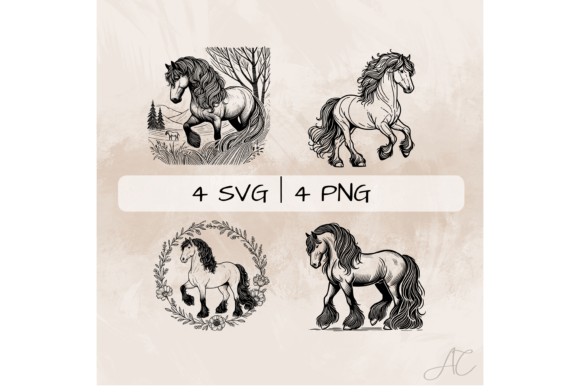 Elegant Friesian Horse SVG Bundle for Creators