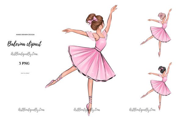 Elegant Pink Ballerina Clipart for Creative Projects