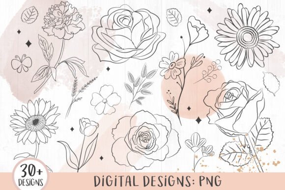 Elevating Brand Aesthetics with Minimalist Flower Line Art and Floral Clipart