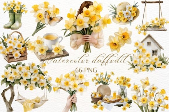 Elevating Creative Projects with Watercolor Daffodil PNG Clipart