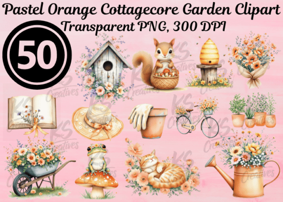 Evaluating Pastel Orange Cottagecore Garden Clipart for Creative Projects