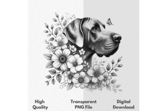 Great Dane Floral Head Mom PNG Design