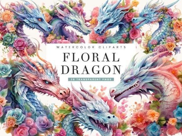 Mastering the Watercolor Floral Dragon Clipart Bundle for Professional Designs