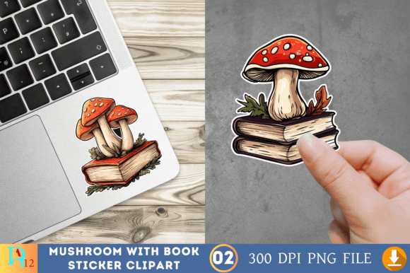Strategic Visual Communication: Leveraging Mushroom with Book Sticker Clipart for Brand and Project Enhancement