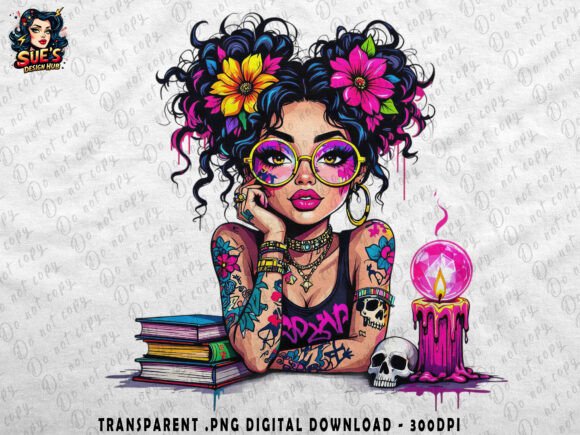 The Urban Mystique: Exploring the Graffiti Boho Witch Girl with Pink Flame Aesthetic