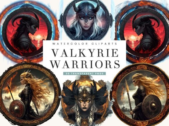 Unleashing Mythic Power: A Deep Dive into the Viking Valkyrie Warriors Clipart Bundle