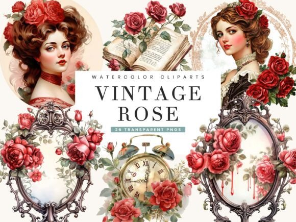 Vintage Rose Clipart for Designers
