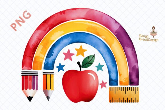 Watercolor School Theme Rainbow PNG: A Versatile Asset for Creative Education Projects